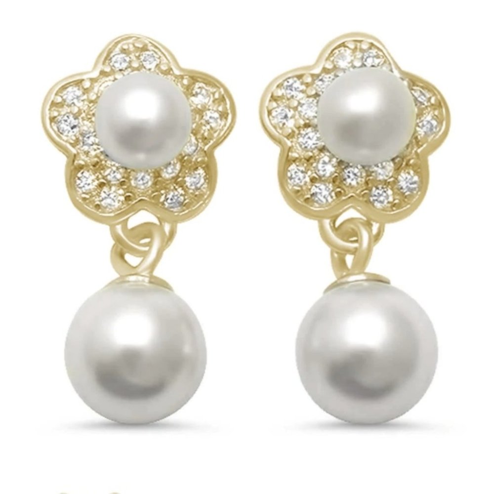Gold Pearl Drop Earrings